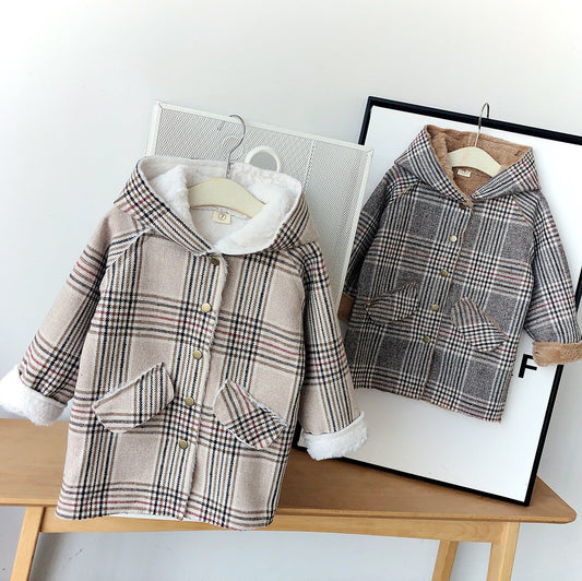 Cute Baby Kid Girls Checked Coats