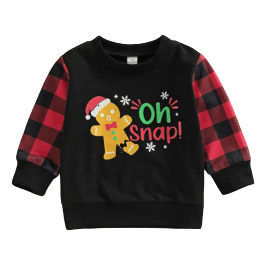 Baby Kid Unisex Checked Cartoon Print Christmas Hoodies Swearshirts