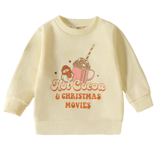 Baby Kid Unisex Letters Cartoon Print Christmas Hoodies Swearshirts