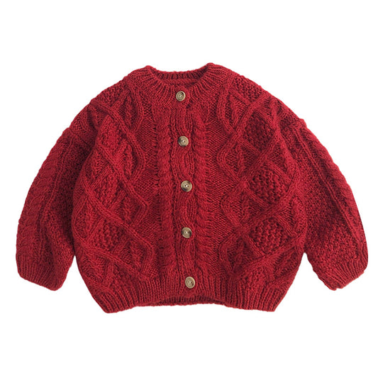 Baby Kid Unisex Solid Color Checked Cardigan