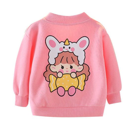 Baby Kid Girls Cartoon Embroidered Print Jackets Outwears