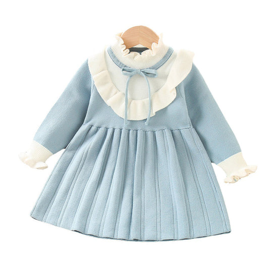 Baby Kid Girls Solid Color Knitwear Dresses