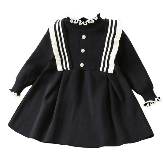 Baby Kid Girls Striped Knitwear Dresses