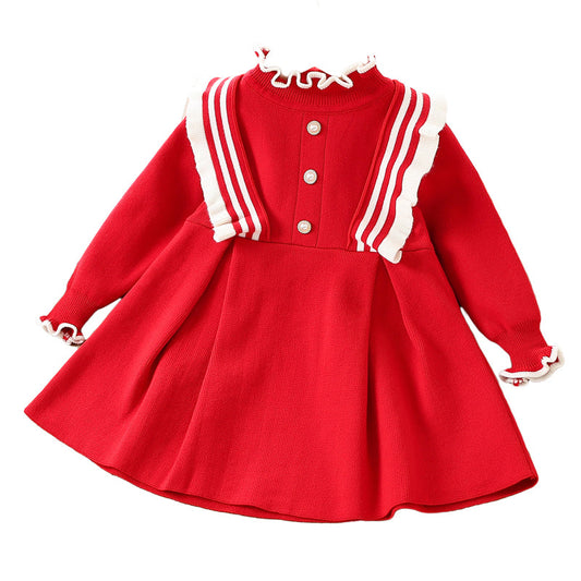 Baby Kid Girls Striped Knitwear Dresses