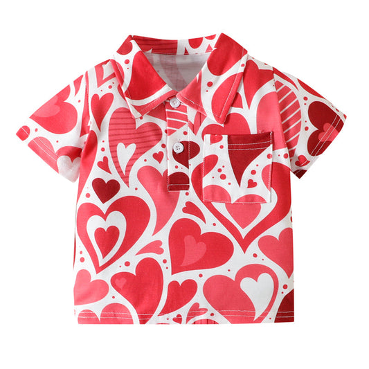 Baby Kid Boys Love heart Print Polo Shirts