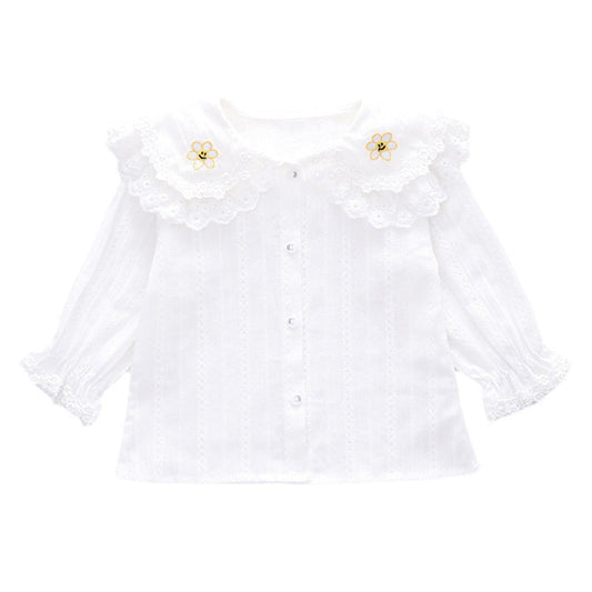 Baby Kid Girls Lace Embroidered Blouses