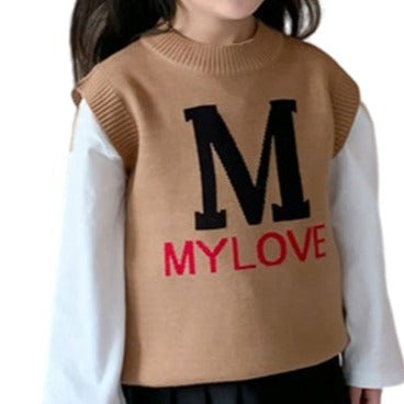 Baby Kid Girls Letters Vests Waistcoats Knitwear