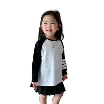 Baby Kid Girls Striped Color-blocking Tops