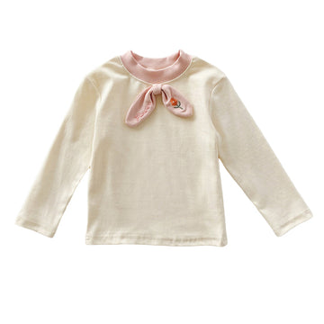 Baby Kid Girls Color-blocking Flower Bow Embroidered Tops