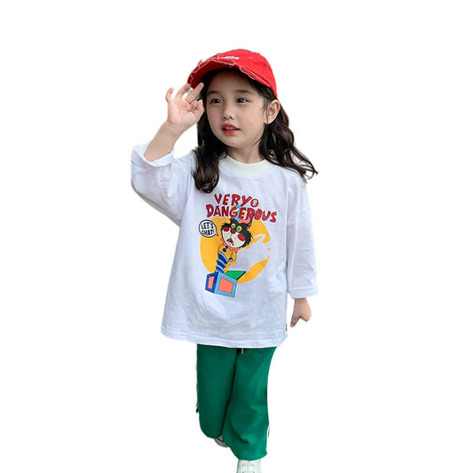 Baby Kid Girls Letters Cartoon Print Tops