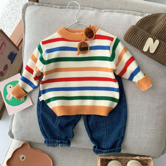 Baby Kid Unisex Striped Sweaters