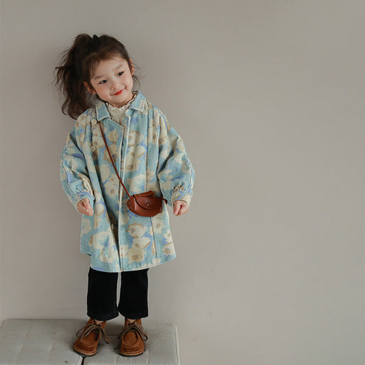 Baby Kid Girls Flower Print Coats And Pants