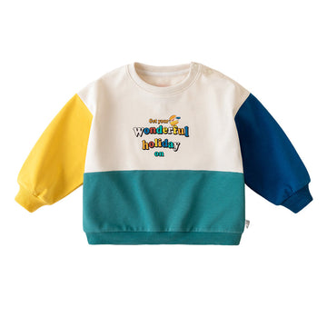 Baby Kid Boys Letters Color-blocking Tops