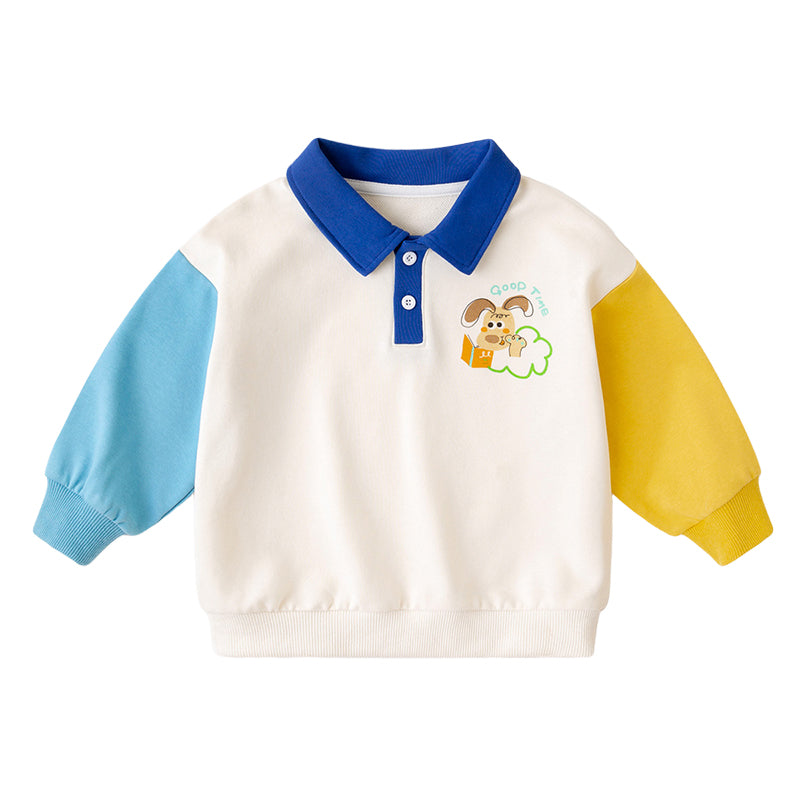 Cute Baby Kid Unisex Color-blocking Cartoon Print Polo Shirts