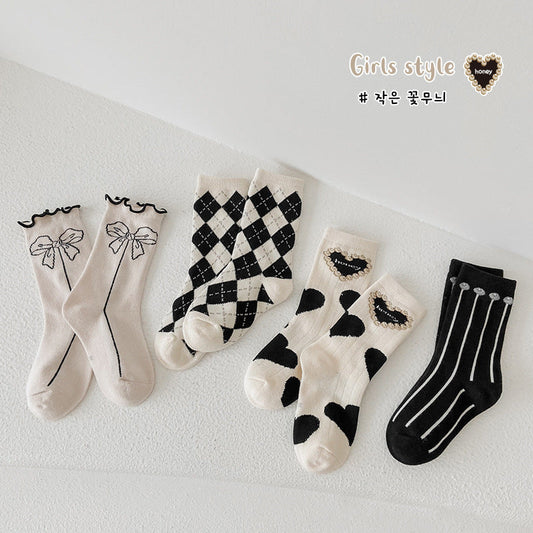 Girls Love heart Bow Accessories Socks