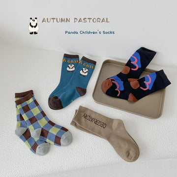 Unisex Letters Checked Cartoon Accessories Socks