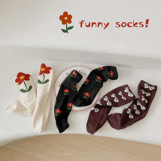 Girls Flower Bow Accessories Socks