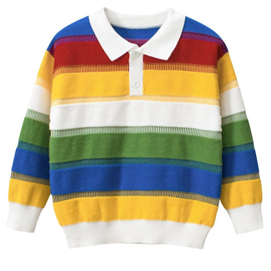 Cute Baby Kid Boys Striped Rainbow Sweaters Knitwear