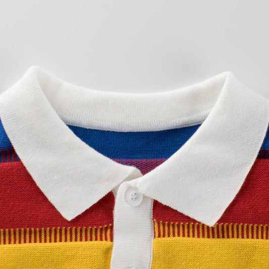 Cute Baby Kid Boys Striped Rainbow Sweaters Knitwear