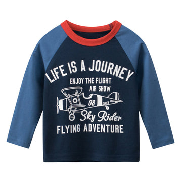 Baby Kid Boys Letters Color-blocking Print Tops