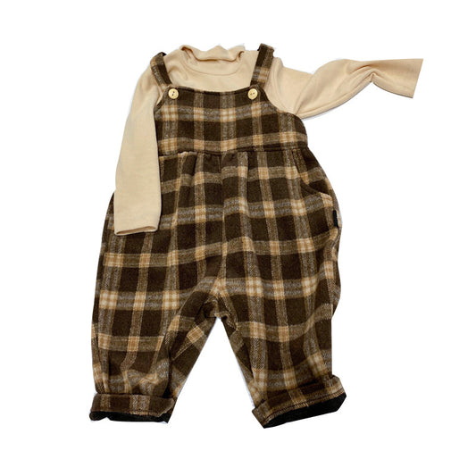 Baby Kid Unisex Checked Jumpsuits