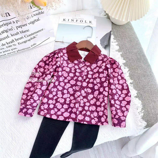 Baby Kid Girls Flower Print Blouses