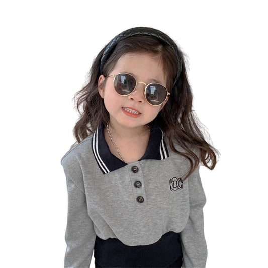 Fashion Baby Kid Girls Striped Embroidered Polo Shirts