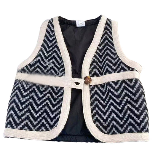 Baby Kid Girls Striped Vests Waistcoats And Solid Color Blouses