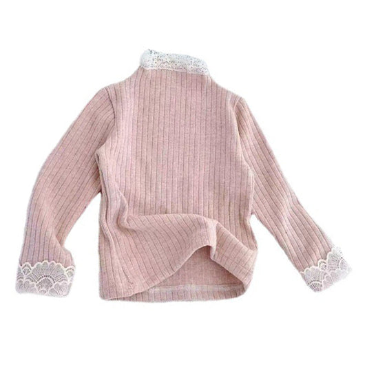 Baby Kid Girls Solid Color Lace Sweaters