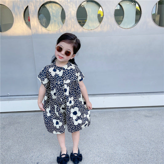 Baby Kid Girls Flower Print Jumpsuits