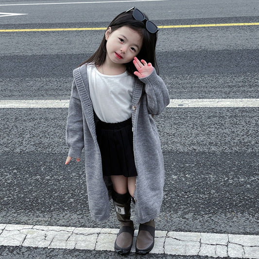 Cute Baby Kid Girls Solid Color Knitwear Coats