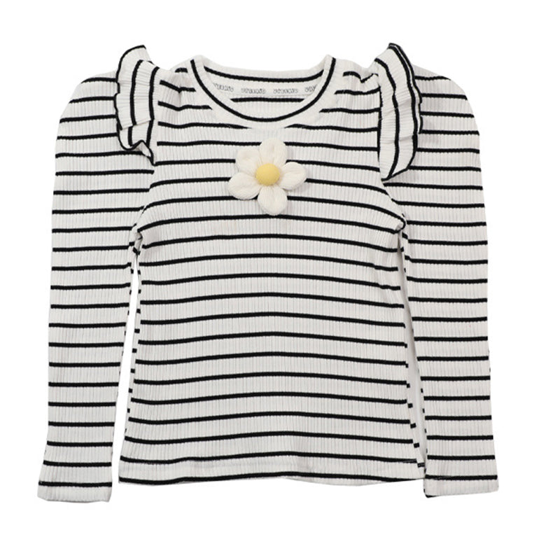 Baby Kid Girls Striped Flower Tops