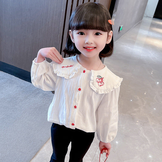 Baby Kid Girls Fruit Embroidered Blouses