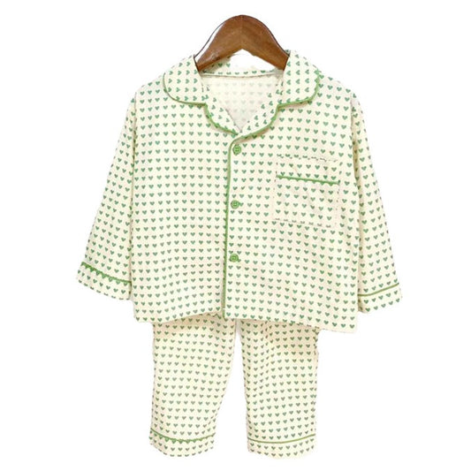 2 Pieces Set Baby Kid Boys Love heart Print Jackets Outwears And Pants