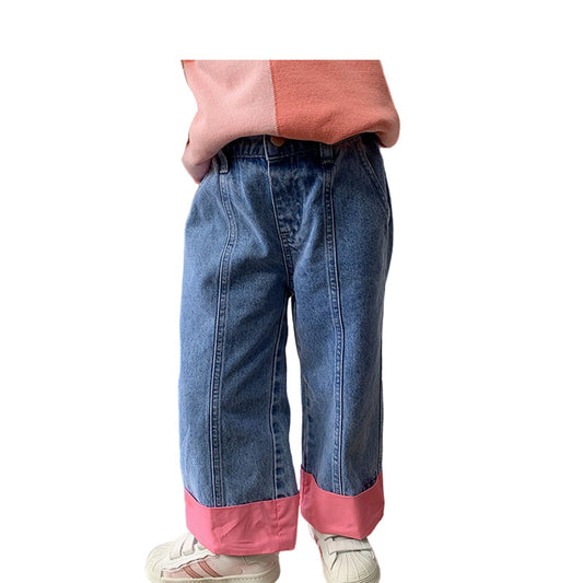 Baby Kid Big Kid Girls Color-blocking Pants Jeans