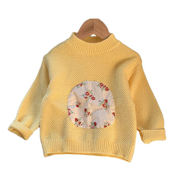 Baby Kid Girls Flower Crochet Print Sweaters