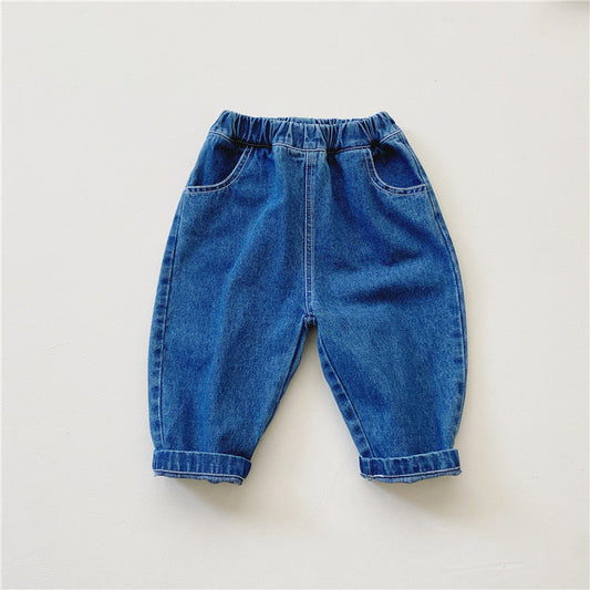 Baby Kid Unisex Solid Color Jeans