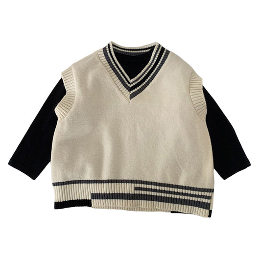 Baby Kid Boys Striped Vests Waistcoats Knitwear