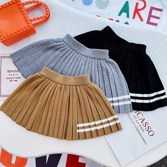 Cute Baby Kid Girls Striped Knitwear Skirts