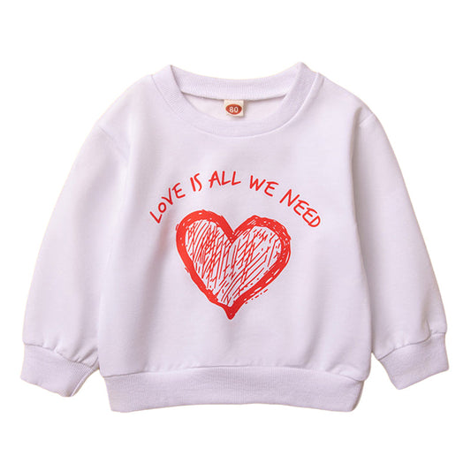 Baby Kid Unisex Letters Love heart Print Hoodies Sweatshirts