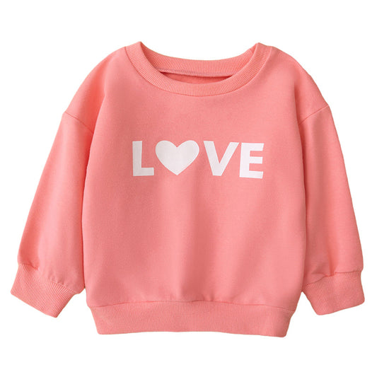 Baby Kid Girls Letters Love heart Valentine's Day Hoodies Sweatshirts