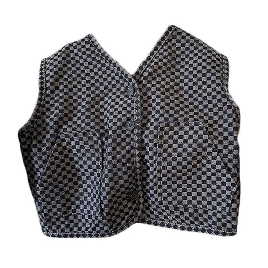 Cute Baby Kid Boys Checked Vests Waistcoats