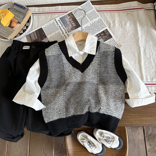 Cute Kid Boys Crochet Vests Waistcoats