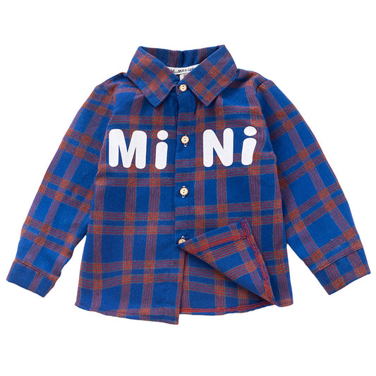 Baby Kid Unisex Letters Checked Shirts