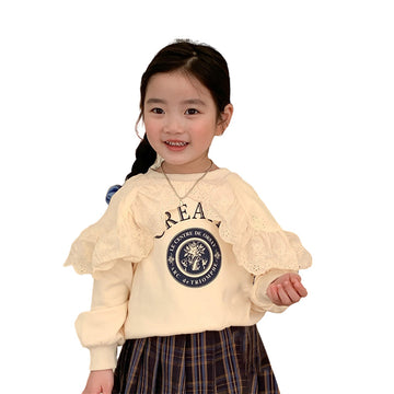 Baby Kid Girls Letters Lace Hoodies Sweatshirts