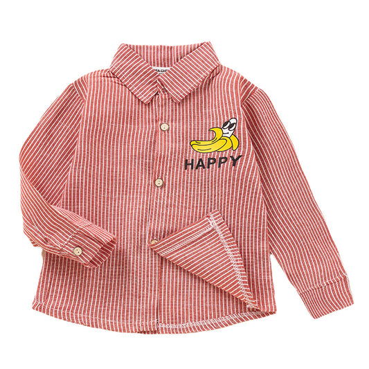 Baby Kid Unisex Striped Letters Cartoon Print Shirts