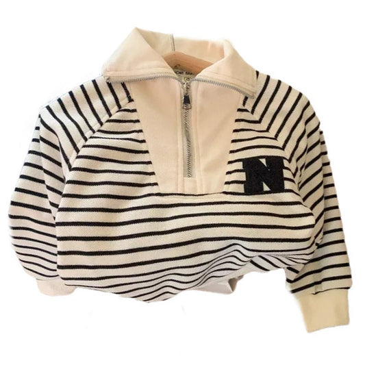 Baby Kid Boys Striped Letters Hoodies Sweatshirts