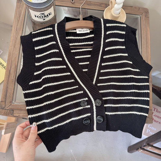 Fashion Baby Kid Unisex Striped Crochet Vests Waistcoats