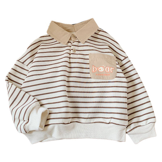 Baby Kid Boys Striped Letters Polo Shirts