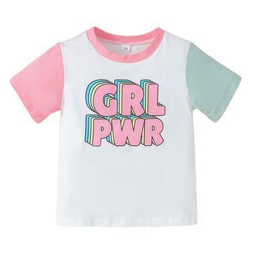 Baby Kid Girls Letters Color-blocking T-Shirts